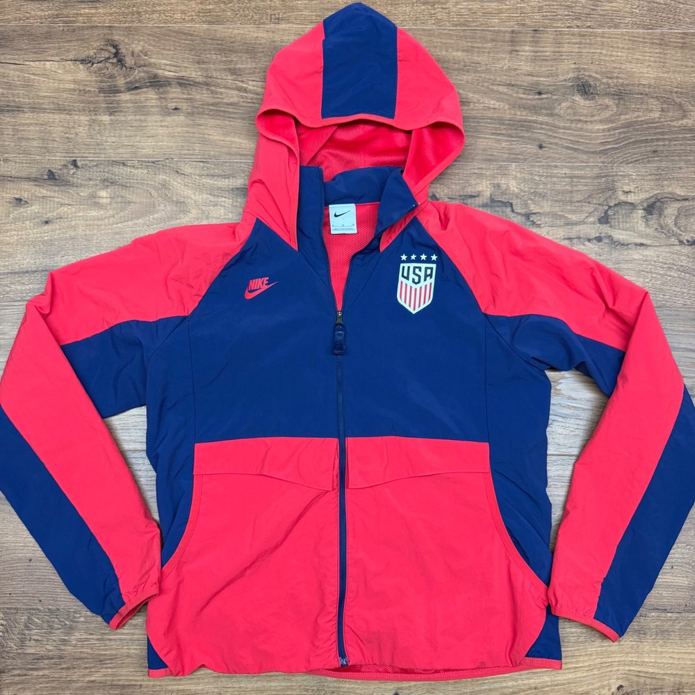 Nike Womens Medium USA Soccer‎ AWF Hooded Jacket CZ4334-688 Olympics Full Zip
